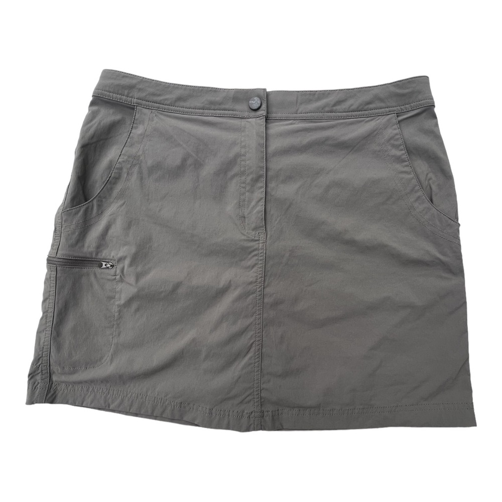 LL Bean Skort Women's 12 Brown Stretch Adjustable Waist Zip Pockets 290595